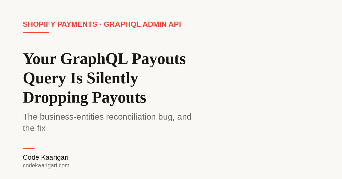 Shopify's GraphQL Payouts Query Silently Drops Payouts Once You Have More Than One Business Entity — Here's the Reconciliation Fix